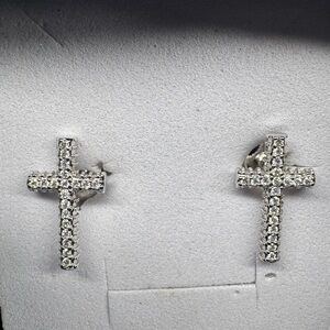 Moissanite Silver Cross Earrings